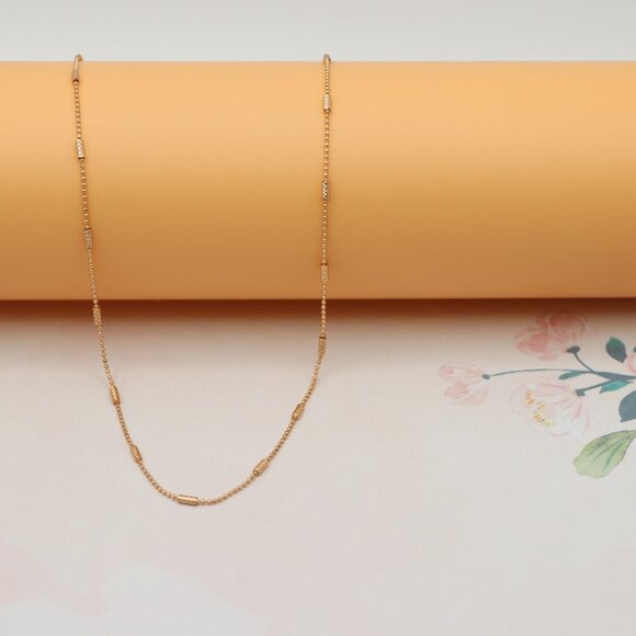 "Rose Gold Plated Beaded Necklace with Adjustable Chain, XPNL0200 - Picture 7 of 13